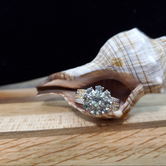 Prasiolite & Yellow Topaz 925 Sterling Silver Ring Size 8 - Picture 7 of 16